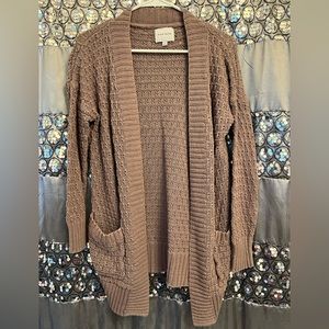 PINK ROSE Small Womens Brown Open Cardigan with Pockets
